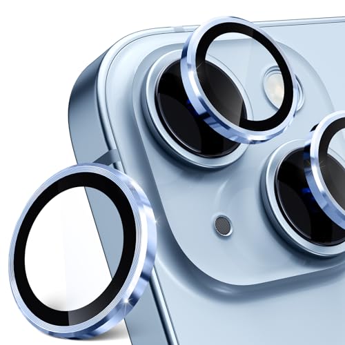 ALAFLY [3+3 Kameraschutz für iPhone 15/iPhone 15 Plus, [Anti-Kratzer & Ultra-HD] 9H Gehärtetes Glas & Metall Individueller Kamera Linse Schutzfolie für 15plus 2023 - Blau von ALAFLY