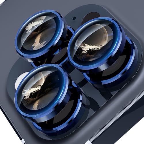 ALAFLY [3+3 Kameraschutz für iPhone 15 Pro/iPhone 15 Pro Max, [Metall Einzelring & 9H Gehärtetes Glas] Anti-Kratzer Linsenschutz, Ultra-HD Kamera Zubehör - Blau von ALAFLY