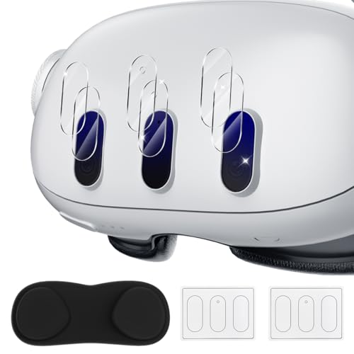 ALAFLY 6 Stück Kamera-Schutzfolie & 1 Stück Objektivabdeckung für Meta Quest 3, VR-Zubehör Inklusive Transparenter Hartglas-Linsenschutz, Weiche Haltbare Objektivabdeckung von ALAFLY