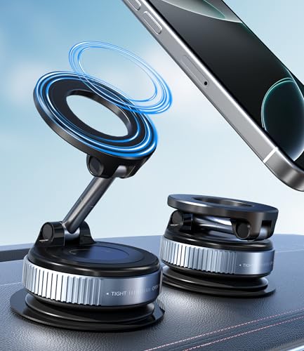 ALAFLY Magnetische Auto Handyhalterung mit Saugnapf [360° Drehbare & Faltbare], Metall Autohalterung Kompatibel mit MagSafe iPhone, für Windschutzscheibe/Glas/Jede Glatte Oberfläche, Schwarz von ALAFLY
