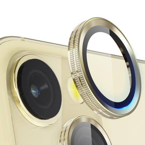 ALAFLY Kameraschutz für iPhone 15 - iPhone 15 Plus, [Neuartiges Objektiv-Design] Individuelle Dekoration Kamera Linse Schutzfolie, Einzigartige HD Camera Protector für 15plus, Gelb von ALAFLY