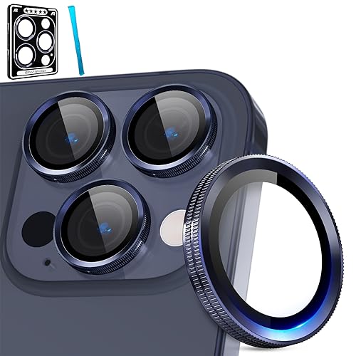 ALAFLY für iPhone 15 Pro - iPhone 15 Pro Max Kameraschutz, [Neuartiges Objektiv-Design] Individuelle Dekoration Kamera Linse Schutzfolie, Einzigartige HD Camera Protector für 15pro/15 ProMax, Blau von ALAFLY