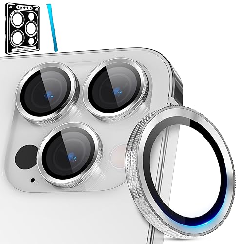 ALAFLY für iPhone 15 Pro - iPhone 15 Pro Max Kameraschutz, [Neuartiges Objektiv-Design] Individuelle Dekoration Kamera Linse Schutzfolie, Einzigartige HD Camera Protector für 15pro/15 ProMax, Silber von ALAFLY