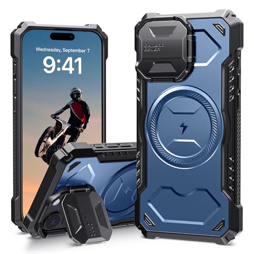 ALAFLY für iPhone 16 Pro Max Hülle mit Kameraschutz Ständer [Kompatibel mit MagSafe], Militärnorm Stoßfeste Magnetische Handyhülle, Strapazierfähig Schutz, Blau von ALAFLY