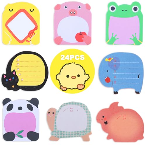 Bunt Cartoon Tiere Haftnotizen, 24 Paket Süße Sticky Notes, Selbstklebende Haftnotizzettel, Klein Büronotizen für Party Taschen Füller Kinder Geschenke, Büro Schule Haus Kühlschrank Bunt Cartoon Tiere Haftnotizen, 24 Paket Süße Sticky Notes, Selbstklebende Haftnotizzettel, Klein Büronotizen für Party Taschen Füller Kinder Geschenke, Büro Schule Haus Kühlschrank von ALAHUGYEF