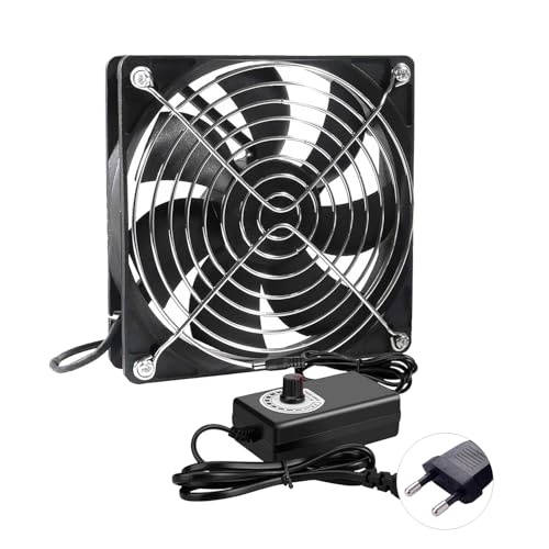ALAMSCN 120mm Lüfter 12V PC Lüfter Gehäuselüfter mit AC 110V 220V Geschwindigkeit Kontrolle 3V bis 12V für Chassis Verstärker Router, 120mm x 25mm von ALAMSCN
