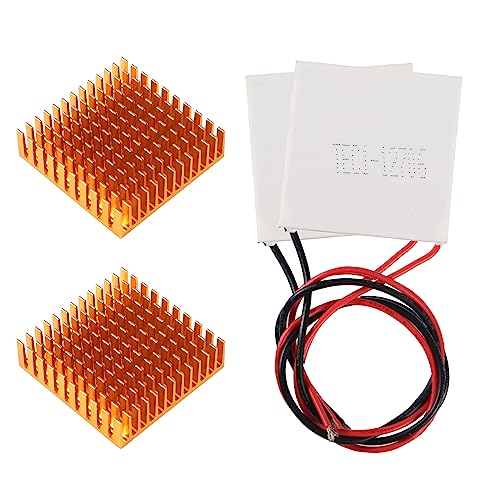 ALAMSCN 2 Stück TEC1-12706 Thermoelektrischer Peltier Kühlkörper Modul 12V 60W Kühlkörper Thermoelektrische Kühler Peltierelement + 2 Stück Kühlkörper Aluminium Heatsink 40x40x11mm von ALAMSCN