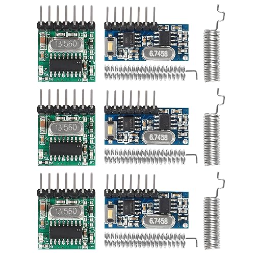 ALAMSCN 3 Set 433MHz RF Empfänger und Funk- Sende Modul + RF 433MHz Federantennen-Kit Kompatibel mit Arduino von ALAMSCN