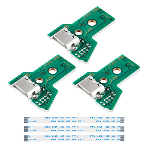 ALAMSCN 3 Stück JDS-030 USB Ladebuchse Ersatz Micro-USB-Adapter mit 12 poligem Flexkabel für Controller von ALAMSCN