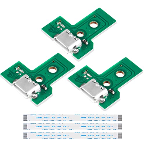 ALAMSCN 3 Stück JDS-055 USB Ladebuchse Ersatz Micro-USB-Adapter mit 12 poligem Flexkabel für 3. Generation Controller von ALAMSCN