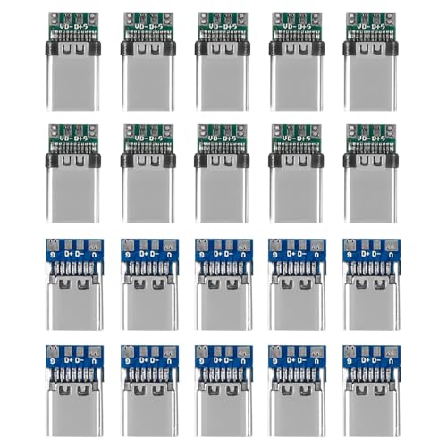 ALAMSCN USB 3.1 Typ C Stecker 24 Pins Stecker & Buchse Adapter USB C Männlich Weiblich DIY Platine (Stecker + Buchse) von ALAMSCN