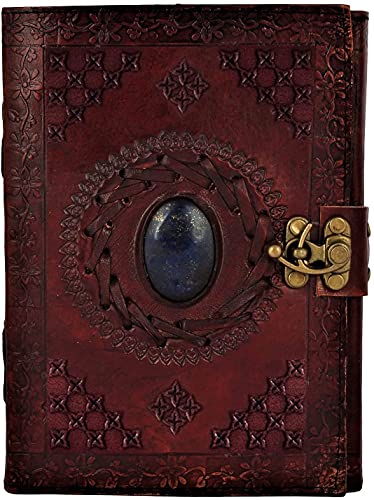 ALASKA EXPORTS - Ledergebundenes Tagebuch – handgefertigtes Vintage-Stein-Tagebuch mit Schloss – Book of Shadow von ALASKA EXPORTS