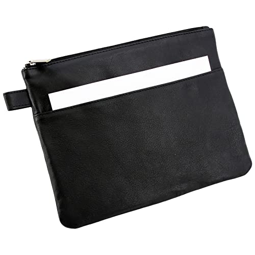 ALASSIO 42232 - Bank-Utensilientasche, Banktasche aus Leder mit Reißverschluss, Transporttasche für Münzen, Geldscheine und Wertsachen, Money Pouch, Multifunktionstasche ca. 25 x 19 cm, schwarz von ALASSIO