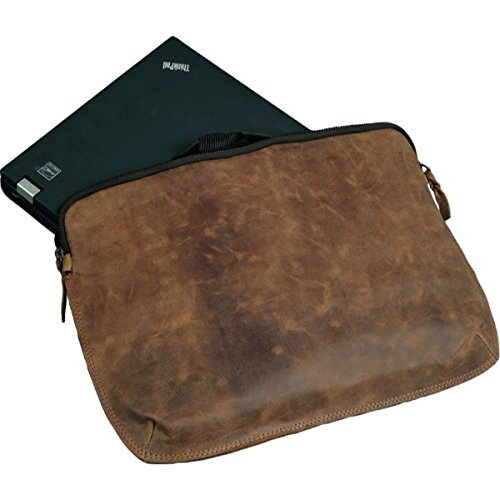 ALASSIO 601360 Laptopsleeve STYLE, Notebooktasche für Laptops bis 15,6 Zoll, Reißverschlusstasche aus echtem Leder, antik two-tone gegerbt, ca. 32 × 43,5 cm, braun von ALASSIO