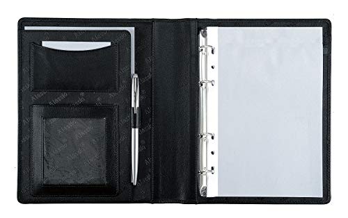 Alassio 30003-1 - Ringbuchmappe BENACO im DIN A5 Format, Schreibmappe aus Lederimitat, Dokumentenmappe in schwarz, Mappe ca. 23 x 18 x 3 cm von ALASSIO