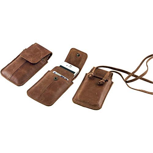 Alassio 601363 - Smartphonehülle STYLE mit Umhängeband, aus antik gegerbten echtem Leder, braun von ALASSIO