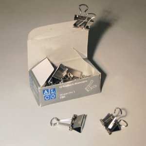 Alco, 12 silberne Foldback-Klammern, vernickelt, 15 mm (= Breite des Federstahlblechs) von ALCO