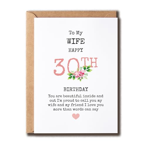 ALDDesigns Geburtstagskarte für Ehefrau zum 30. Geburtstag, Aufschrift "To My Wife Happy 30Th Birthday", für die Ehefrau, schönes Geschenk für die Ehefrau von ALDDesigns