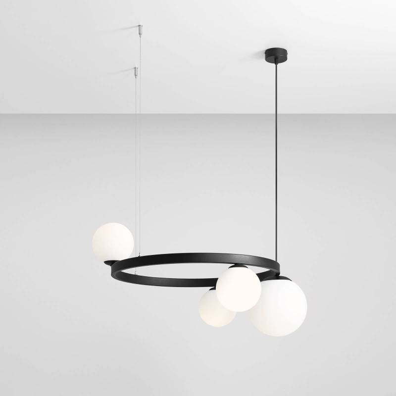 Hängeleuchte Garda 4, rund, Metall, Glas, 4-flammig, schwarz von ALDEX
