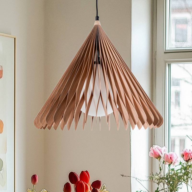 Hängeleuchte Nature Sun Glas XL, Kegel spitz, Ø 48 cm, Holz von ALDEX