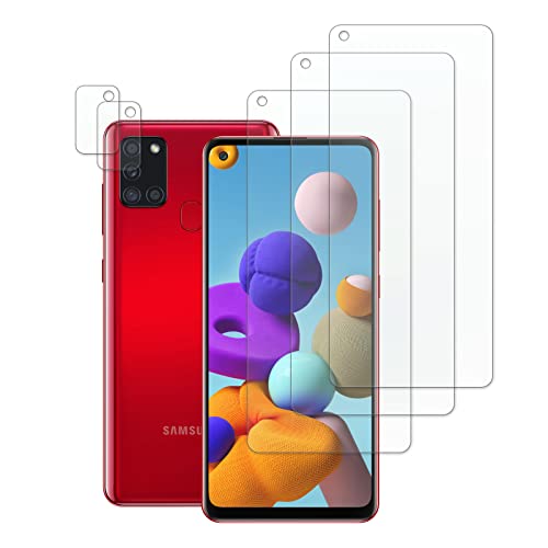 ALEECYN [3+2 Stück] Schutzfolie +Kamera Schutzfolie Kompatibel mit Sumsang Galaxy A21s,9H Härte Panzerglas,Anti-Kratz,Anti-Öl,Anti-Bläschen,2.5D Runde Kante,Ultra widerstandsfähig,HD Displayschutz von ALEECYN