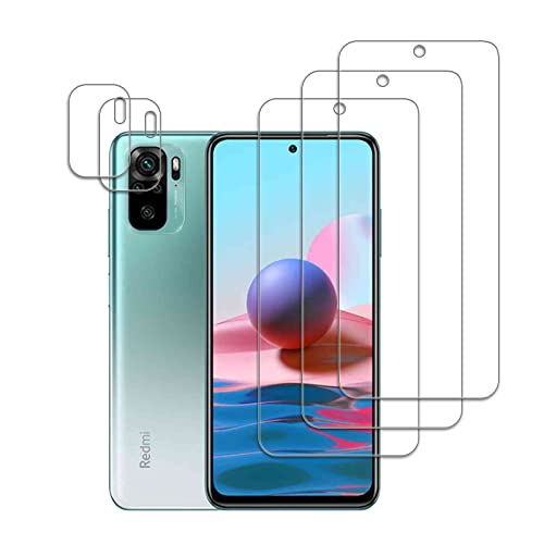ALEECYN [3+2 Stück] Schutzfolie +Kamera Schutzfolie Kompatibel mit Xiaomi Redmi note 10,9H Härte,Anti-Kratz Panzerglas,Anti-Öl,Anti-Bläschen,2.5D Runde Kante,Ultra widerstandsfähig,HD Displayschutz von ALEECYN