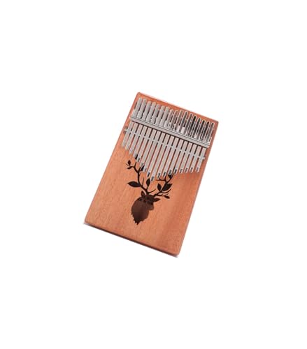 Kalimba Daumenklavier Holzfarbenes Mahagoni professioneller Handschutz Kalimba Daumen Klavier Finger 17 Töne tragbares Musikinstrument niedliches Instrument von ALFAAL