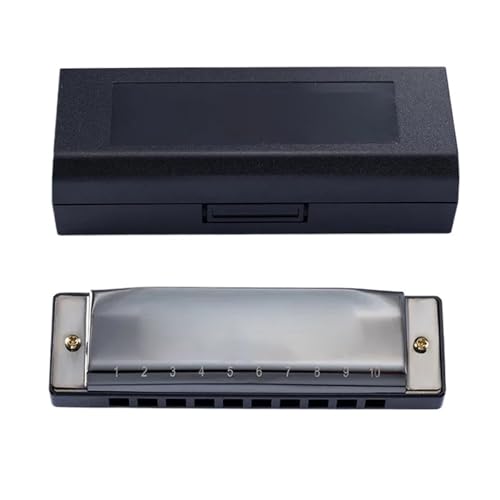 Mundharmonika C Dur 10 Loch C Ton Mundharmonika Für Anfänger Und Erwachsene Professionelles Leistungsinstrument(Black) von ALFAAL