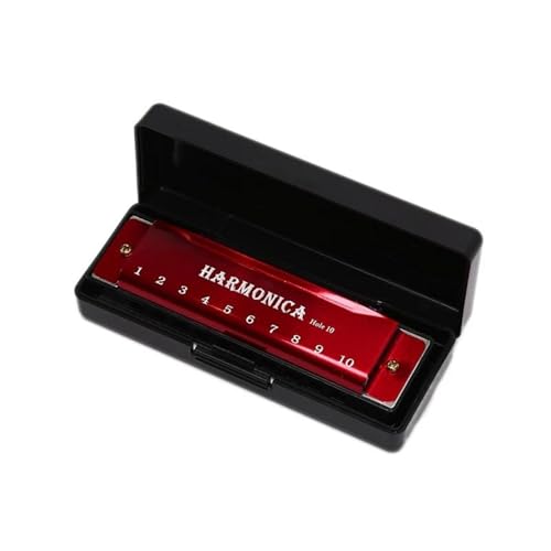 Mundharmonika C Dur 10 Loch C Ton Mundharmonika Musikinstrument Anfänger(Red) von ALFAAL