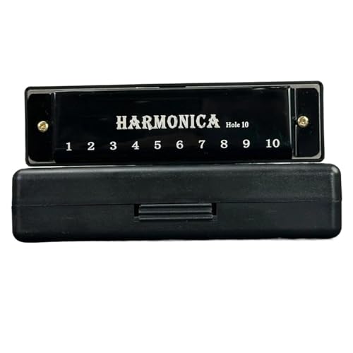 Mundharmonika C Dur 10 Loch Tremolo Mundharmonika C Tonart ABS Und Metall(Black) von ALFAAL