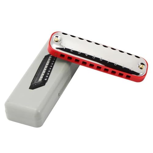 Mundharmonika C Dur 10 Löcher Oval Comb Blues Mundharmonika Musikinstrumente(Red) von ALFAAL