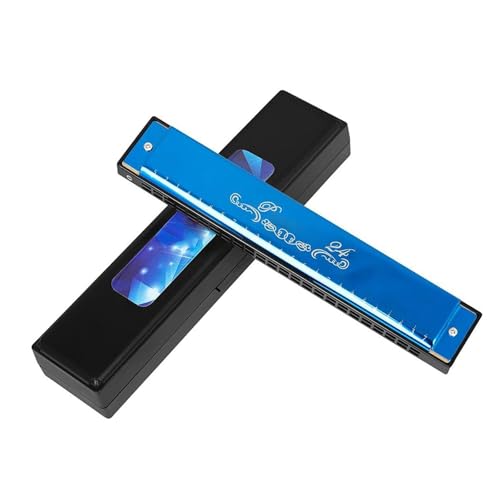 Mundharmonika C Dur 24 Loch Mundharmonika Aus Metall Geeignet Für Anfänger Und Erwachsene Um Professionell Zu Spielen(Blue) von ALFAAL