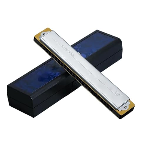 Mundharmonika C Dur 24 Löcher Tremolo Mundharmonika Polyphonie Diatonisch C Key Silber(C) von ALFAAL