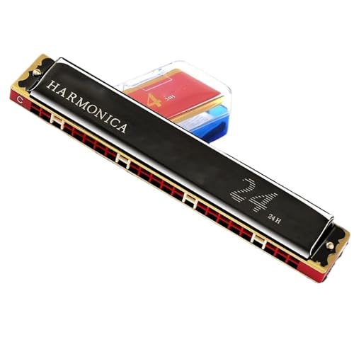 Mundharmonika C Dur Anfänger Und Erwachsene 24 Loch Polyphone C Mundharmonika ABS Harzbünde(Black) von ALFAAL