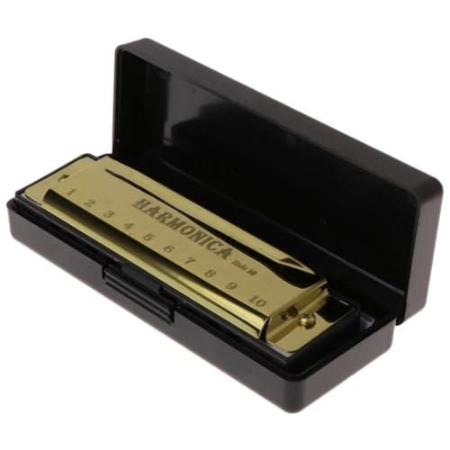 Mundharmonika C Dur C Tonart Zehn Löcher Diatonische Mundharmonika Mit Etui Schönes Aussehen(Golden) von ALFAAL