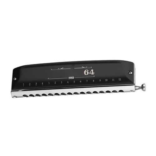 Mundharmonika C Dur Chromatische Mundharmonika Mit 12 Löchern Und 48 Tönen C Tonart Schiebeklappe Und Kolben(16holes black) von ALFAAL