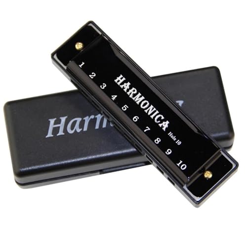 Mundharmonika C Dur Diatonische Mundharmonika In C Tonart 10 Löcher Mit Instrumentenkoffer Für Anfänger(Black) von ALFAAL
