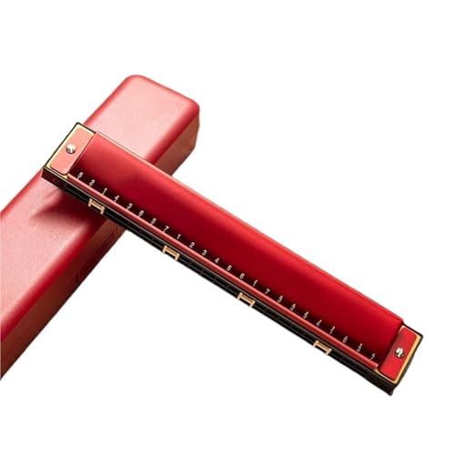 Mundharmonika C Dur Mundharmonika 24 Löcher Polyphone C Melodie Anfänger Erwachsene Musikinstrument(Red) von ALFAAL