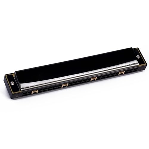 Mundharmonika C Dur Mundharmonika 24 Löcher Polyphone C Stimmung Anfängerinstrument Für Erwachsene(Black) von ALFAAL