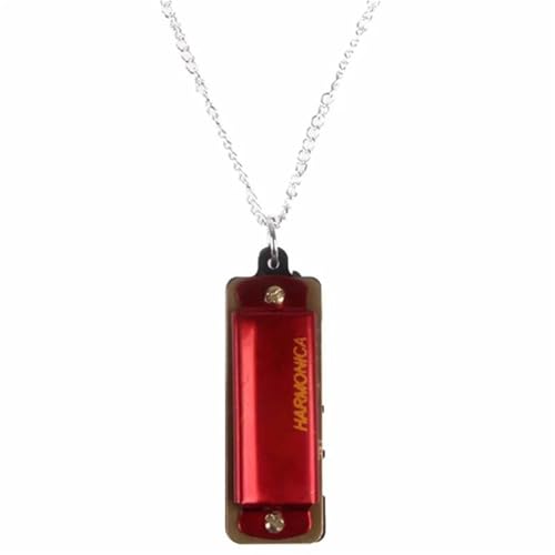 Mundharmonika C Dur Mundharmonika 4 Löcher 8 Noten Metallkette Halskette Stil(Red) von ALFAAL