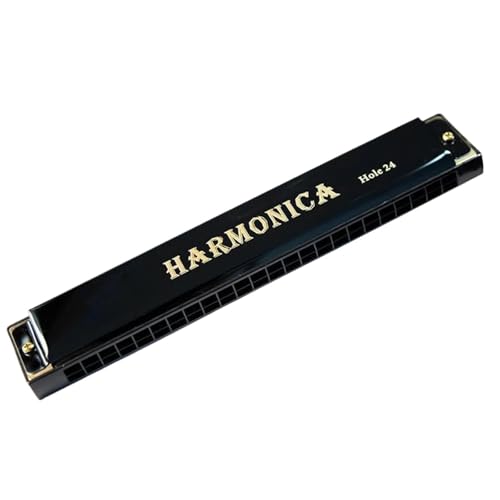 Mundharmonika C Dur Mundharmonika Für Erwachsene Musikliebhaber 24 Loch Mundharmonika In C Tonart Mit Etui(Black) von ALFAAL