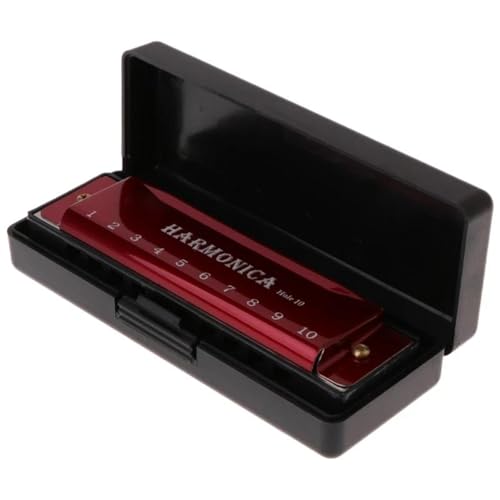 Mundharmonika C Dur Mundharmonika Tonart C 10 Loch Diatonisch Mit Etui Für Anfänger(Red) von ALFAAL
