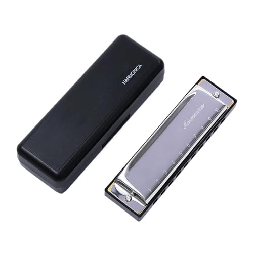 Mundharmonika C Dur Professionelle 10 Loch C Mundharmonika Ultraleichtes Messingrohrblattinstrument(Silver) von ALFAAL