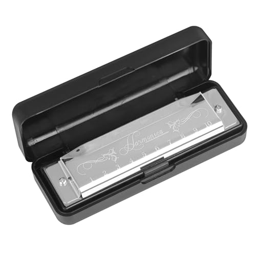 Mundharmonika C Dur Professionelle 10 Loch Mundharmonika In 20 C Tönen Farbe Mit Etui Für Anfänger(Silver) von ALFAAL