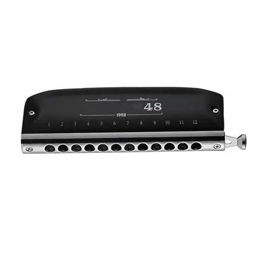 Mundharmonika C Dur Professionelle Chromatische Mundharmonika Mit 12 Löchern Und 48 Tönen C Tonart Schiebeklappe Und Kolben(12holes black) von ALFAAL