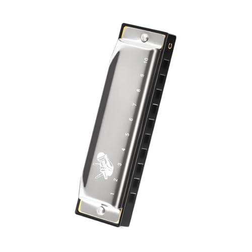 Mundharmonika C Dur Professionelle Diatonische Blues Mundharmonika Tonart C 10 Löcher Standard H(Silver) von ALFAAL