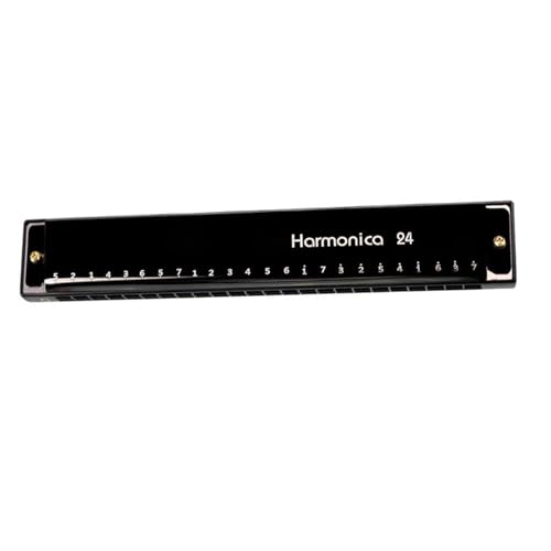 Mundharmonika C Dur Professionelle Mundharmonika Für Anfänger Und Erwachsene 24 Löcher 48 Töne Silber Halbe Skala(Black) von ALFAAL
