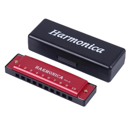 Mundharmonika C Dur Professionelle Mundharmonika Für Erwachsene Tonart C 10 Löcher Diatonisch(Red) von ALFAAL