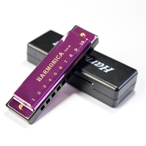 Mundharmonika C Dur Titan Kupferkern 10 Löcher C Blues Mundharmonika Professionelle Leistung(Purple) von ALFAAL