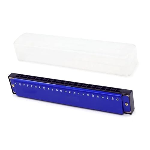 Mundharmonika C Dur Tragbare Professionelle 24 Loch Übungsmundharmonika(Blue) von ALFAAL
